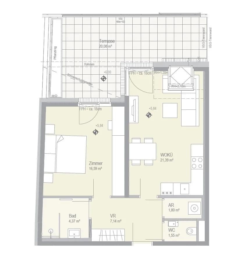 2-Zimmer-Wohnung mieten in Wien – 52,84 m², € 1.140 – Bild 11 von 16