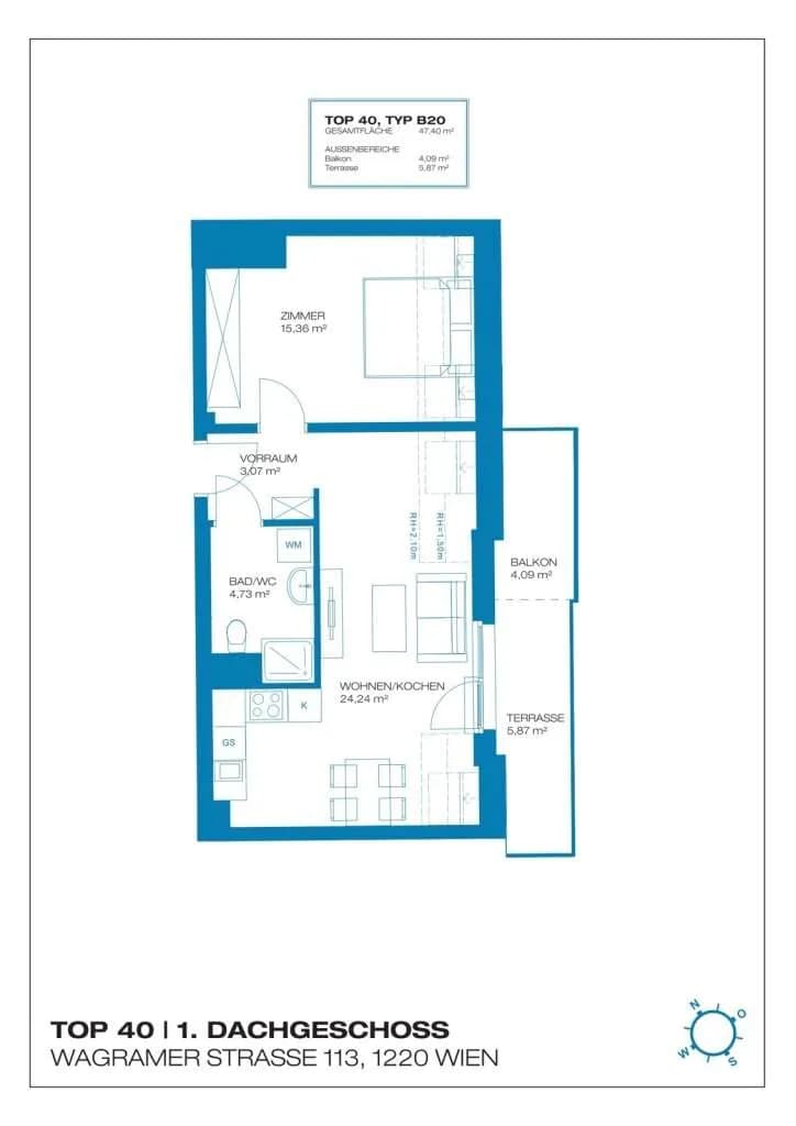 2-Zimmer-Wohnung kaufen in Wien – 47,4 m², € 342.437 – Bild 8 von 8