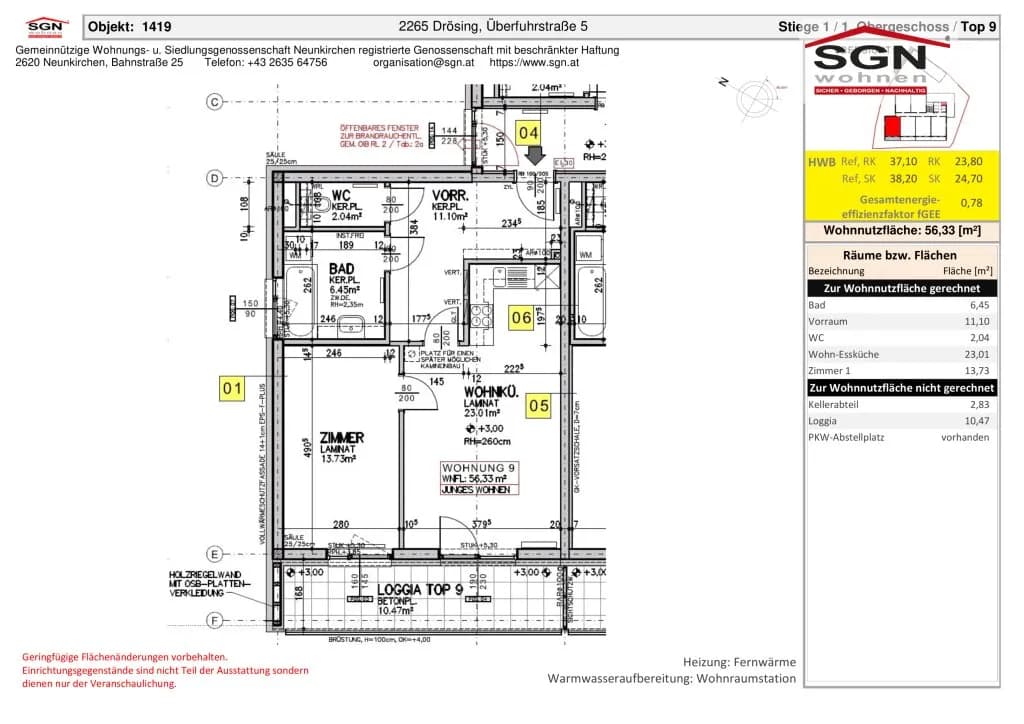 2-Zimmer-Wohnung mieten in Gänserndorf – 56,33 m², € 770 – Bild 17 von 17