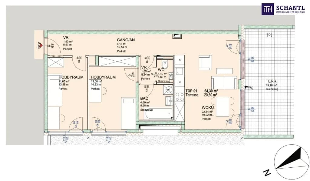 3-Zimmer-Wohnung kaufen in Wien – 64,3 m², € 307.700 – Bild 11 von 12