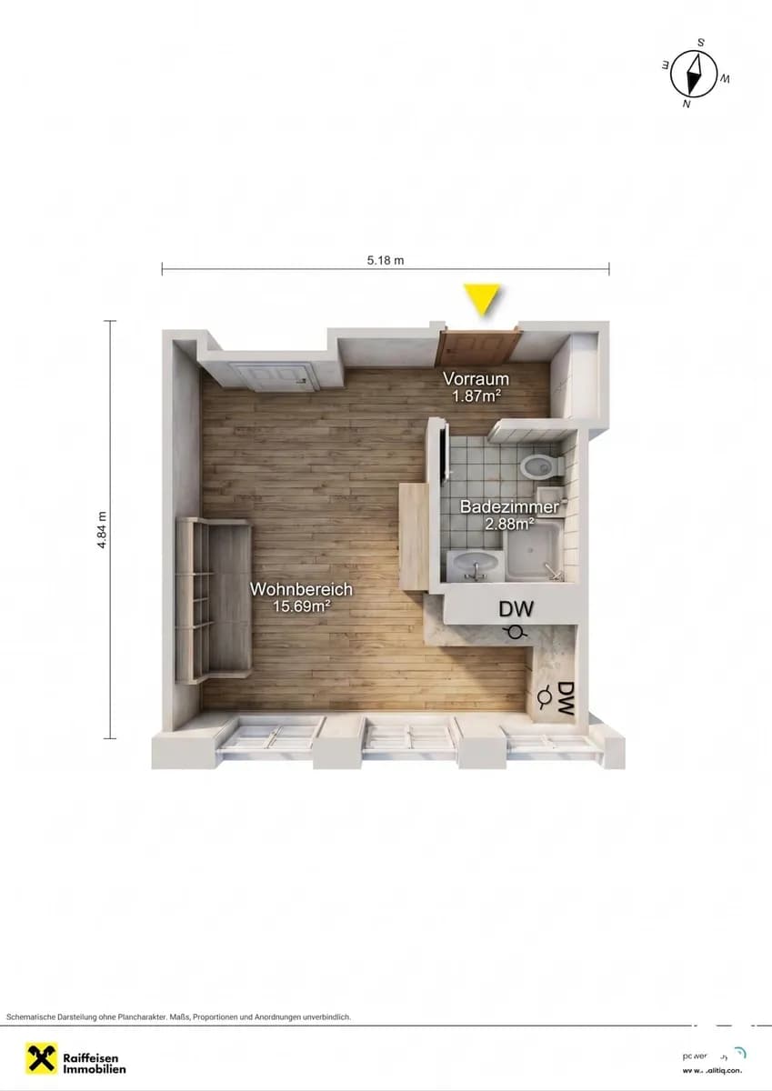 2-Zimmer-Wohnung mieten in Amstetten – 23 m², € 320 – Bild 9 von 9