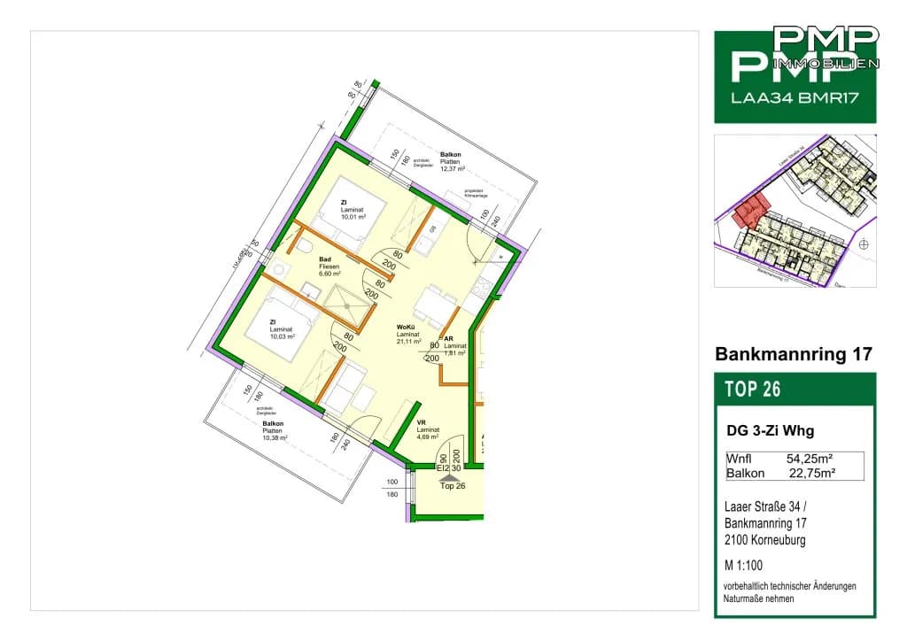 3-Zimmer-Wohnung kaufen in Korneuburg – 54,25 m², € 335.400 – Bild 13 von 18