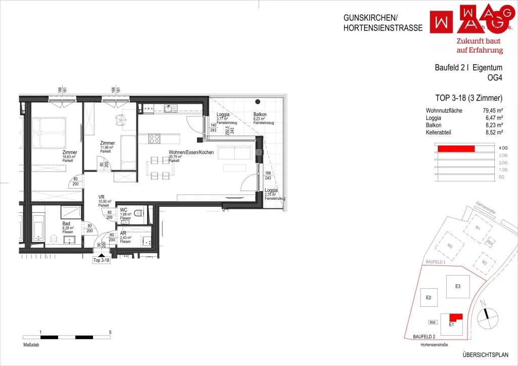 3-Zimmer-Wohnung kaufen in Wels-Land – 79,45 m², € 375.900 – Bild 5 von 6