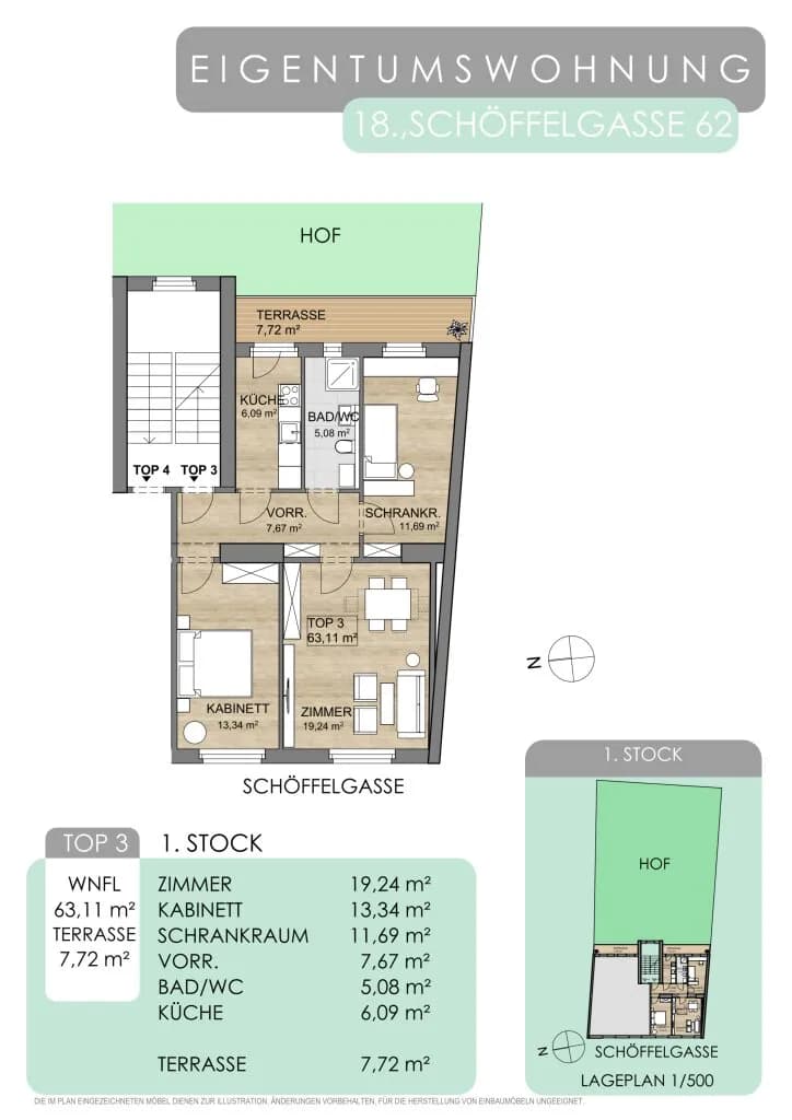 3-Zimmer-Wohnung kaufen in Wien – 63,11 m², € 430.000 – Bild 28 von 29