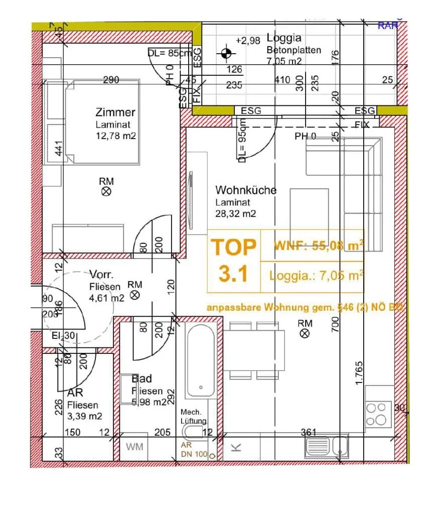 2-Zimmer-Wohnung kaufen in Mistelbach – 54,57 m², € 269.000 – Bild 6 von 6