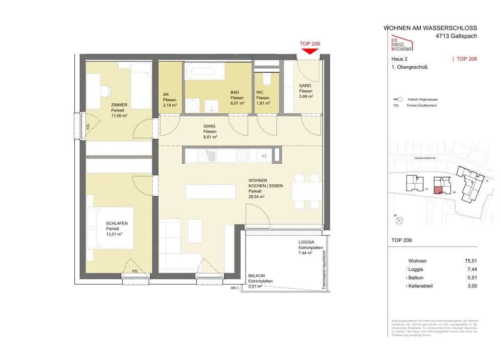 3-Zimmer-Wohnung mieten in Grieskirchen – 74,83 m², € 992 – Bild 9 von 9