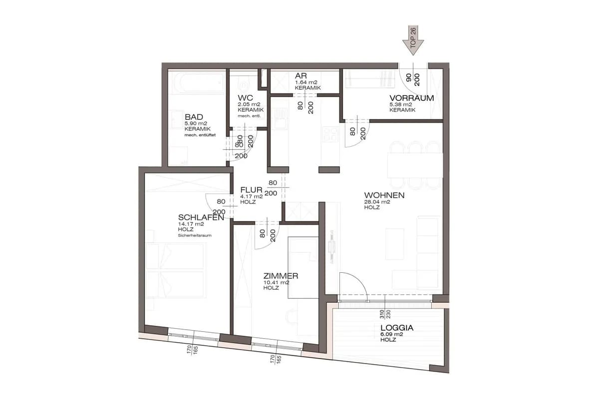 3-Zimmer-Wohnung mieten in Vöcklabruck – 71,62 m², € 1.216 – Bild 6 von 9
