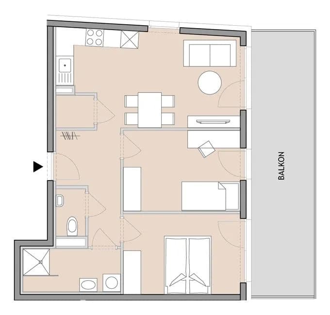 3-Zimmer-Wohnung mieten in Graz – 55,23 m², € 797