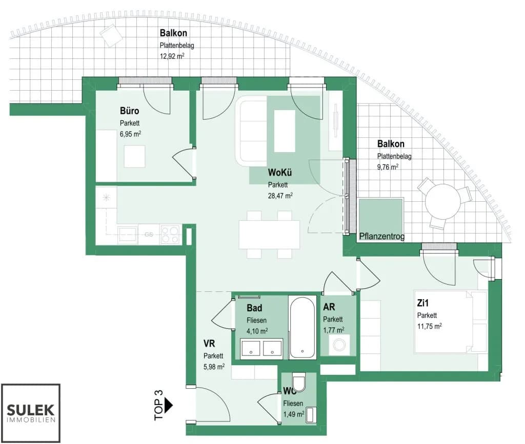 3-Zimmer-Wohnung mieten in Wien – 60,51 m², € 1.549 – Bild 21 von 22