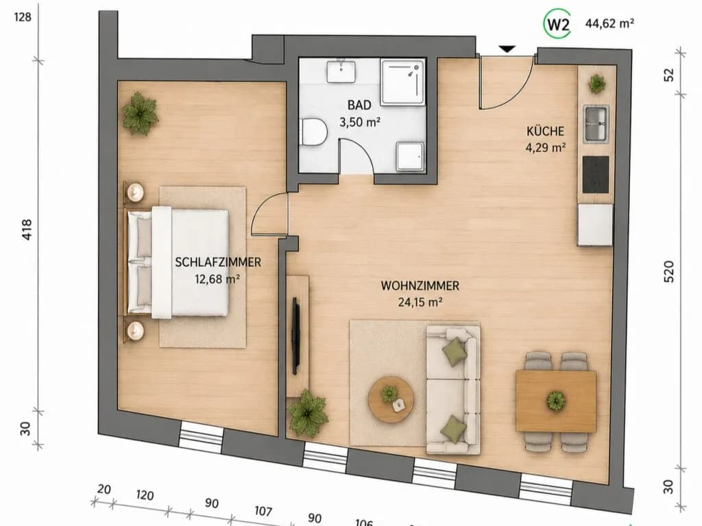2-Zimmer-Wohnung mieten in Vöcklabruck – 44,5 m², € 729 – Bild 5 von 5