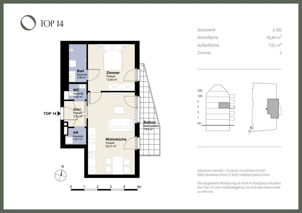 2-Zimmer-Wohnung kaufen in Wien – 44,98 m², € 353.000 – Bild 11 von 11
