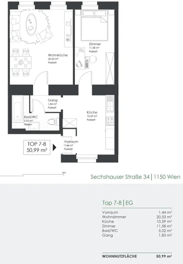 2-Zimmer-Wohnung kaufen in Wien – 50,99 m², € 165.000 – Bild 12 von 12