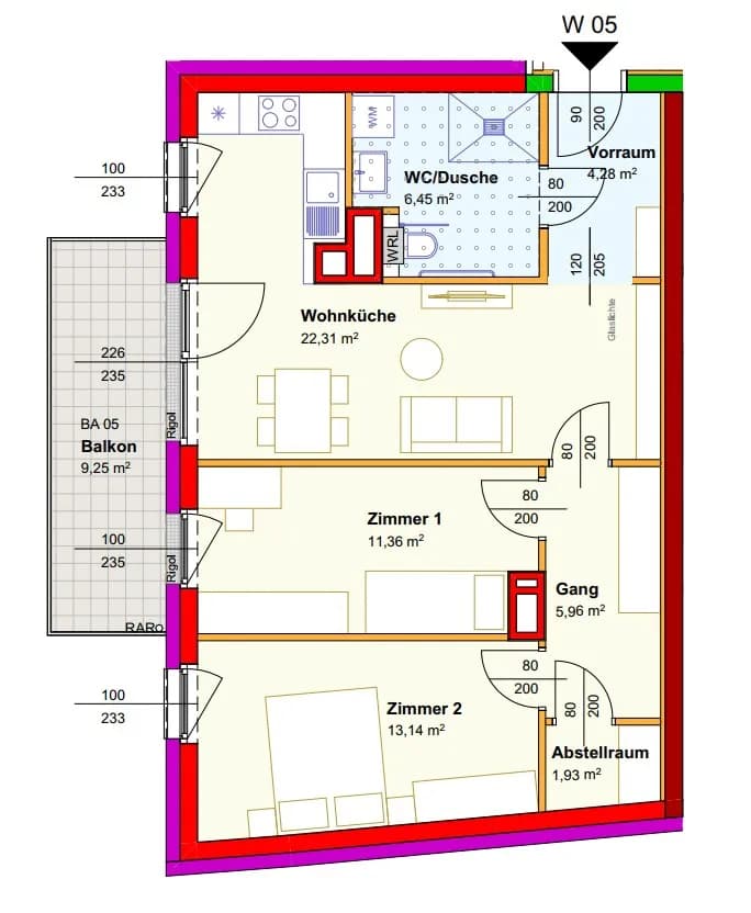 3-Zimmer-Wohnung mieten in Gänserndorf – 65,43 m², € 735 – Bild 2 von 2