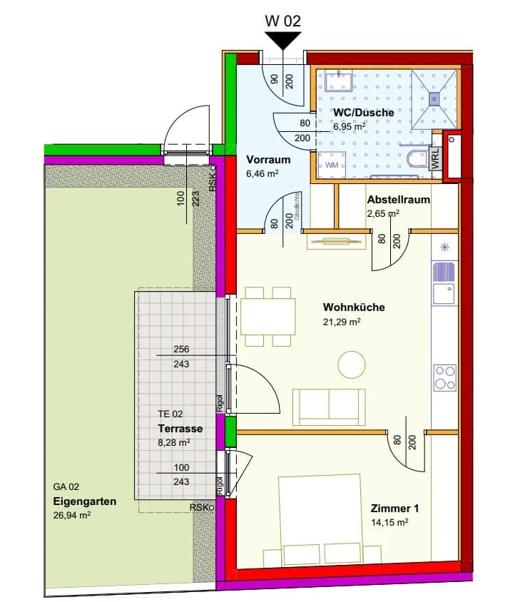 2-Zimmer-Wohnung mieten in Gänserndorf – 50,85 m², € 611 – Bild 2 von 2