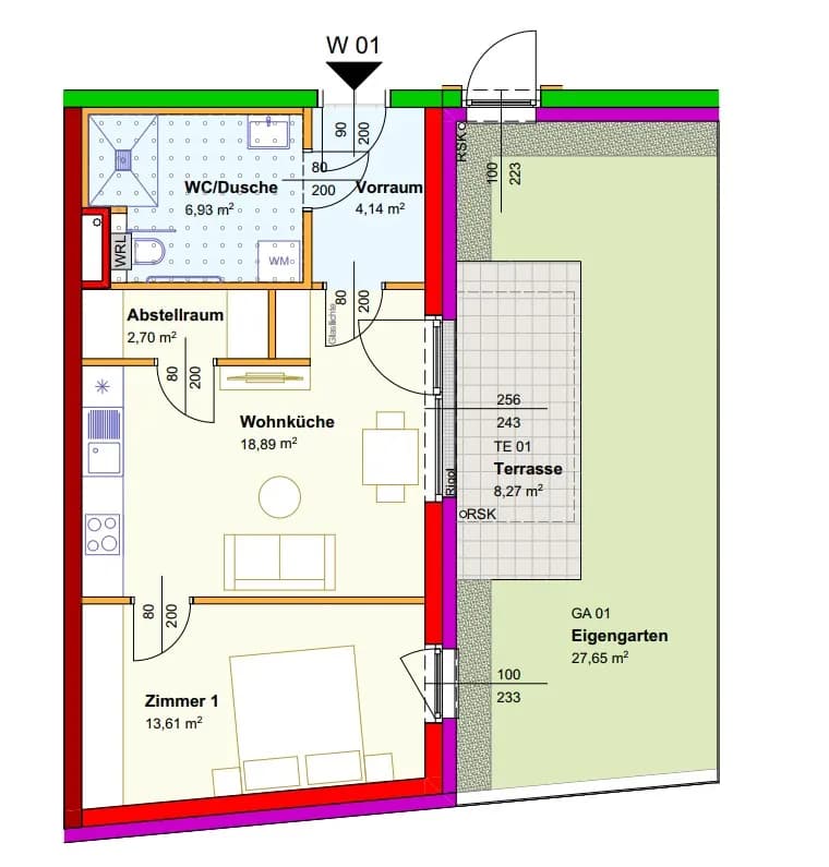 2-Zimmer-Wohnung mieten in Gänserndorf – 46,27 m², € 562 – Bild 2 von 2