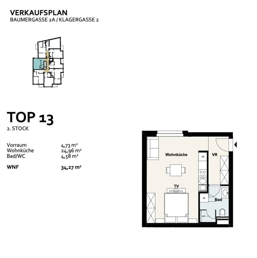 1-Zimmer-Wohnung kaufen in Wien – 34,23 m², € 234.000 – Bild 10 von 10