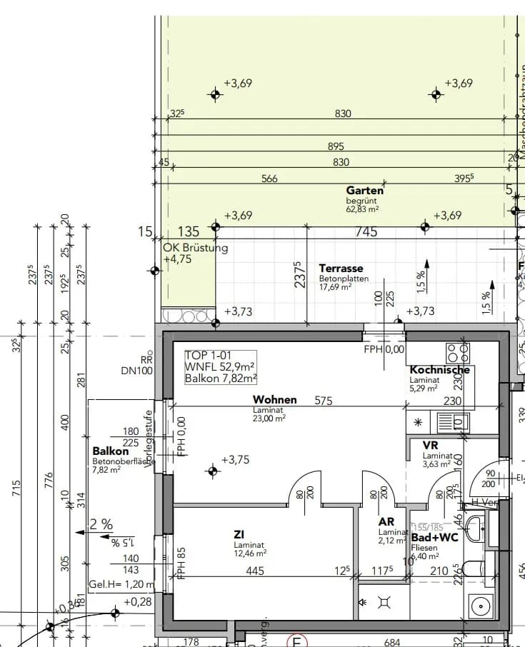 2-Zimmer-Wohnung mieten in Amstetten – 52,9 m², € 601 – Bild 2 von 2