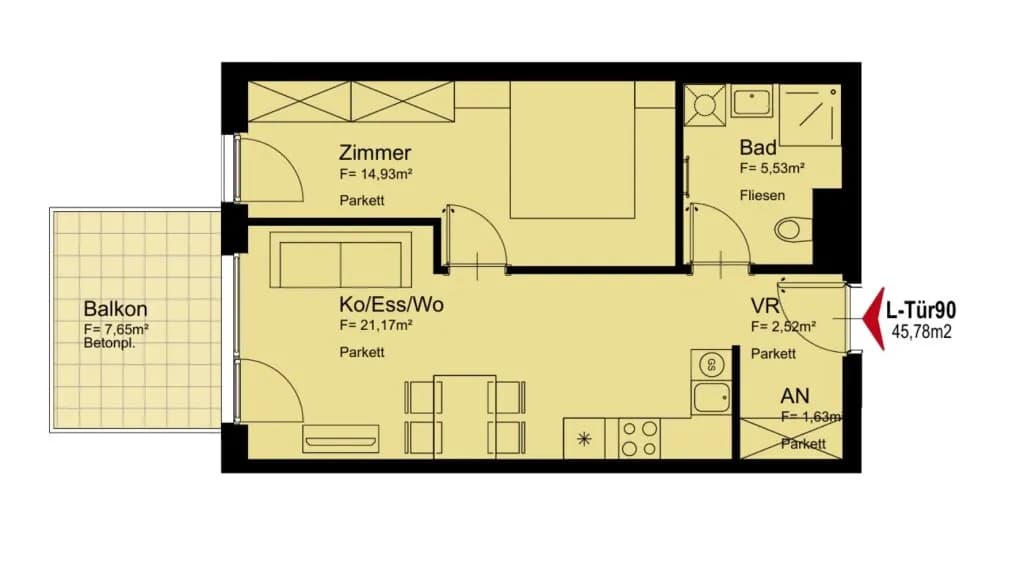 2-Zimmer-Wohnung mieten in Wien – 45,78 m², € 949 – Bild 13 von 13
