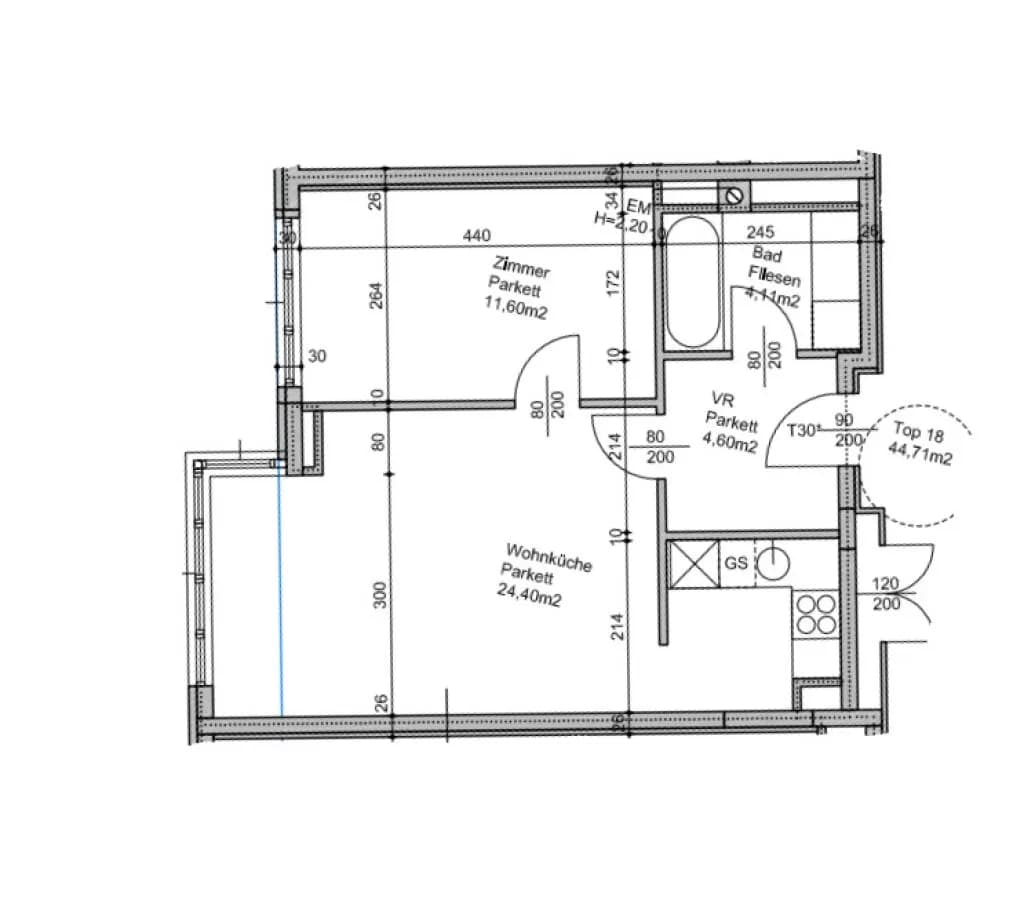 2-Zimmer-Wohnung mieten in Wien – 44,45 m², € 956 – Bild 10 von 10