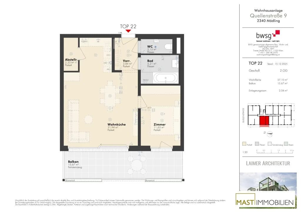 2-Zimmer-Wohnung kaufen in Mödling – 57,1 m², € 439.000 – Bild 15 von 15