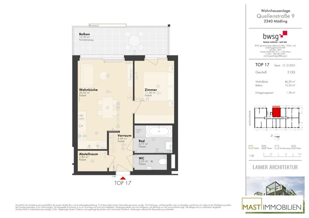 2-Zimmer-Wohnung kaufen in Mödling – 46,29 m², € 339.000 – Bild 12 von 12