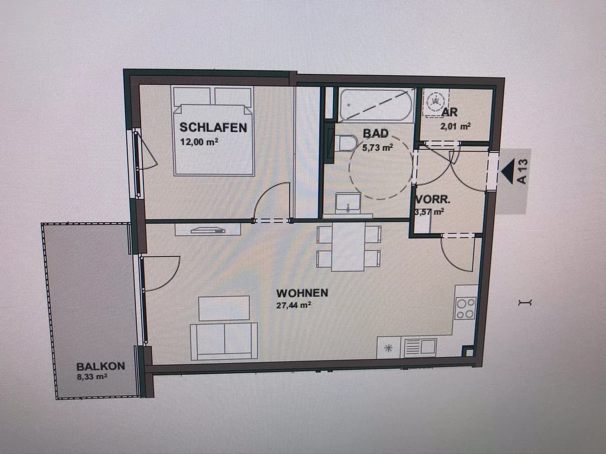 2-Zimmer-Wohnung mieten in Salzburg-Umgebung – 52 m², € 1.170 – Bild 2 von 7