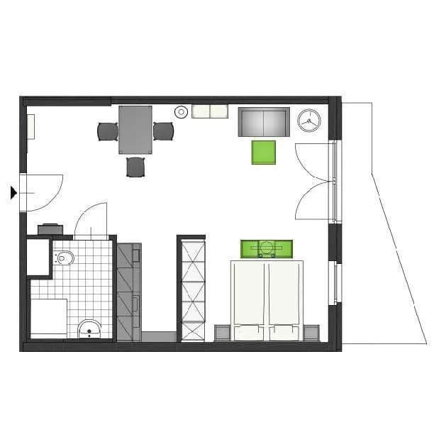 1-Zimmer-Wohnung mieten in Wien – 45 m², € 1.379 – Bild 2 von 5