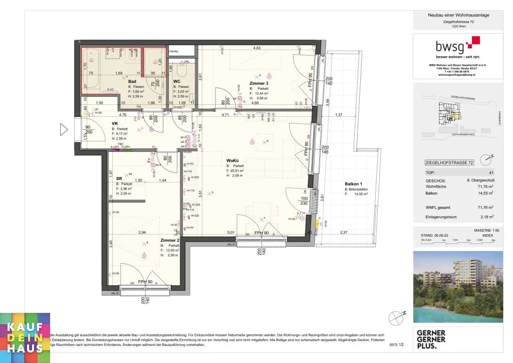 3-Zimmer-Wohnung mieten in Wien – 71,76 m², € 1.490 – Bild 11 von 13
