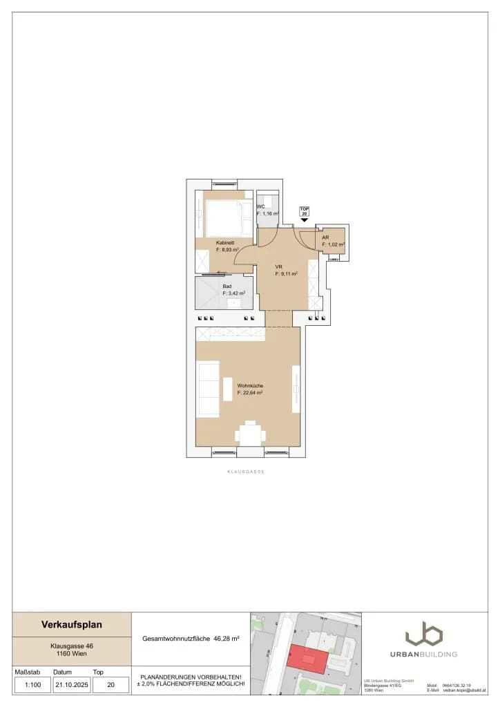 2-Zimmer-Wohnung kaufen in Wien – 46,28 m², € 245.000 – Bild 14 von 14
