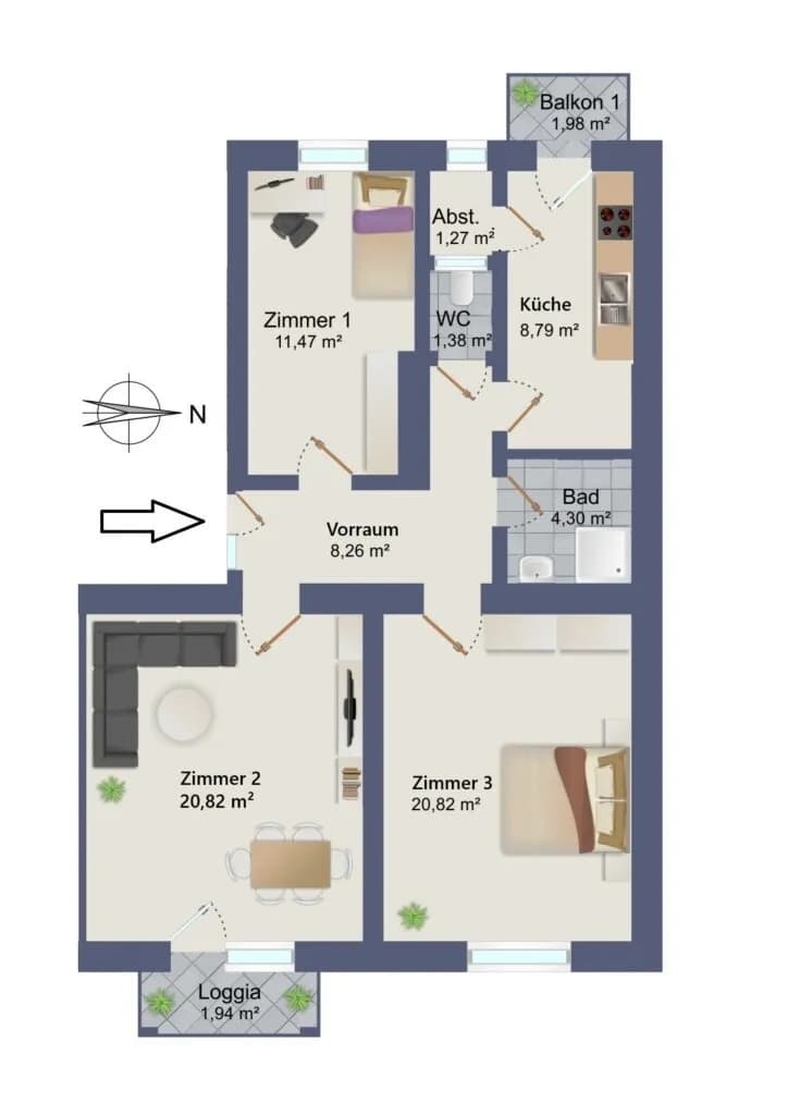 4-Zimmer-Wohnung mieten in Graz – 80 m², € 1.162 – Bild 27 von 27