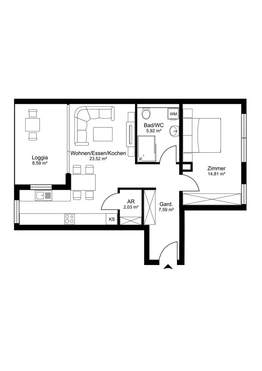 2-Zimmer-Wohnung mieten in Tamsweg – 53,82 m², € 873 – Bild 3 von 3