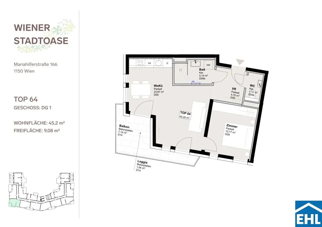 2-Zimmer-Wohnung mieten in Wien – 45,2 m², € 1.225 – Bild 13 von 13