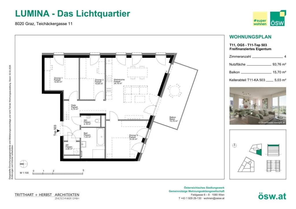 4-Zimmer-Wohnung kaufen in Graz – 93,76 m², € 456.000 – Bild 2 von 11
