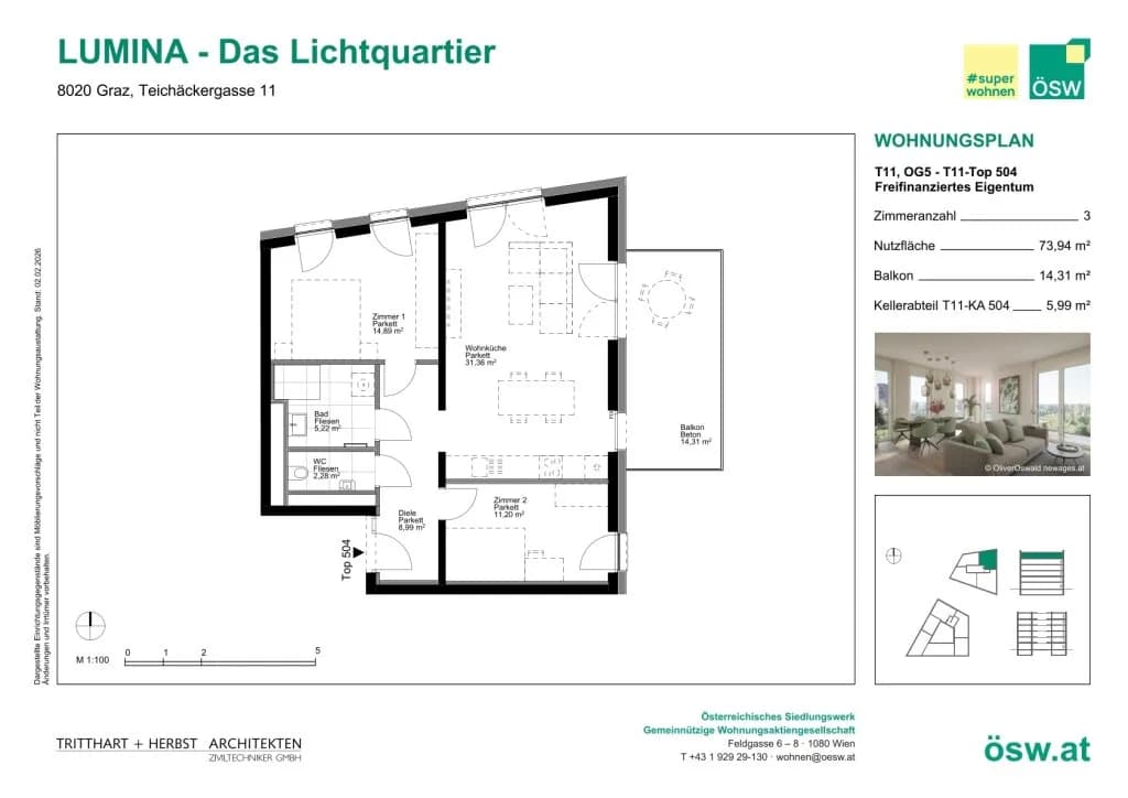 3-Zimmer-Wohnung kaufen in Graz – 73,94 m², € 349.000 – Bild 2 von 11
