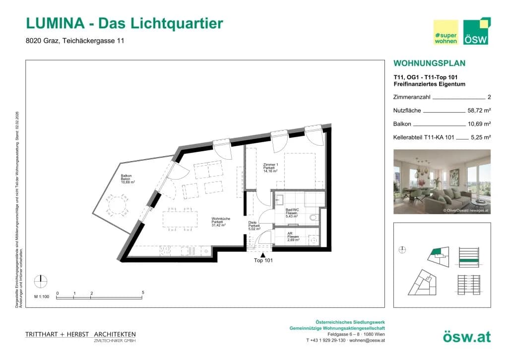 2-Zimmer-Wohnung kaufen in Graz – 58,72 m², € 262.000 – Bild 11 von 11