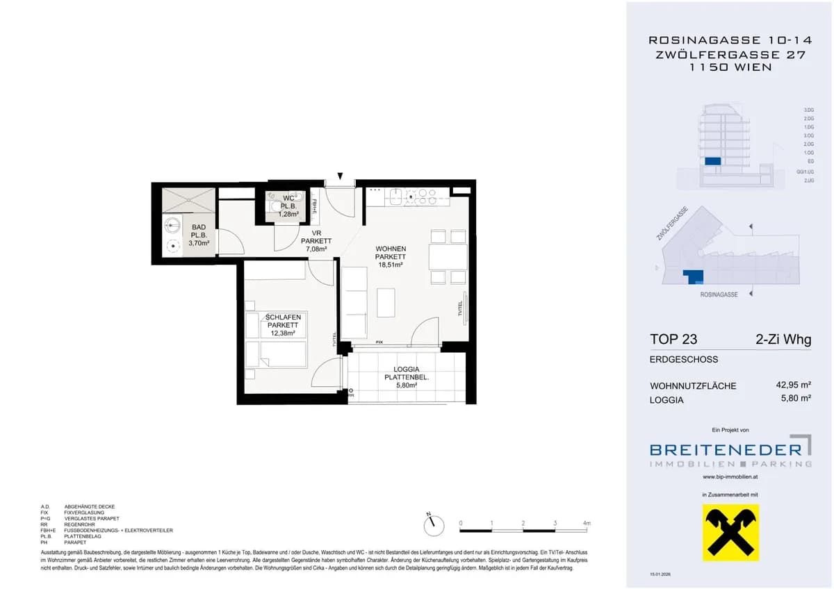 2-Zimmer-Wohnung kaufen in Wien – 44,02 m², € 331.300 – Bild 4 von 4