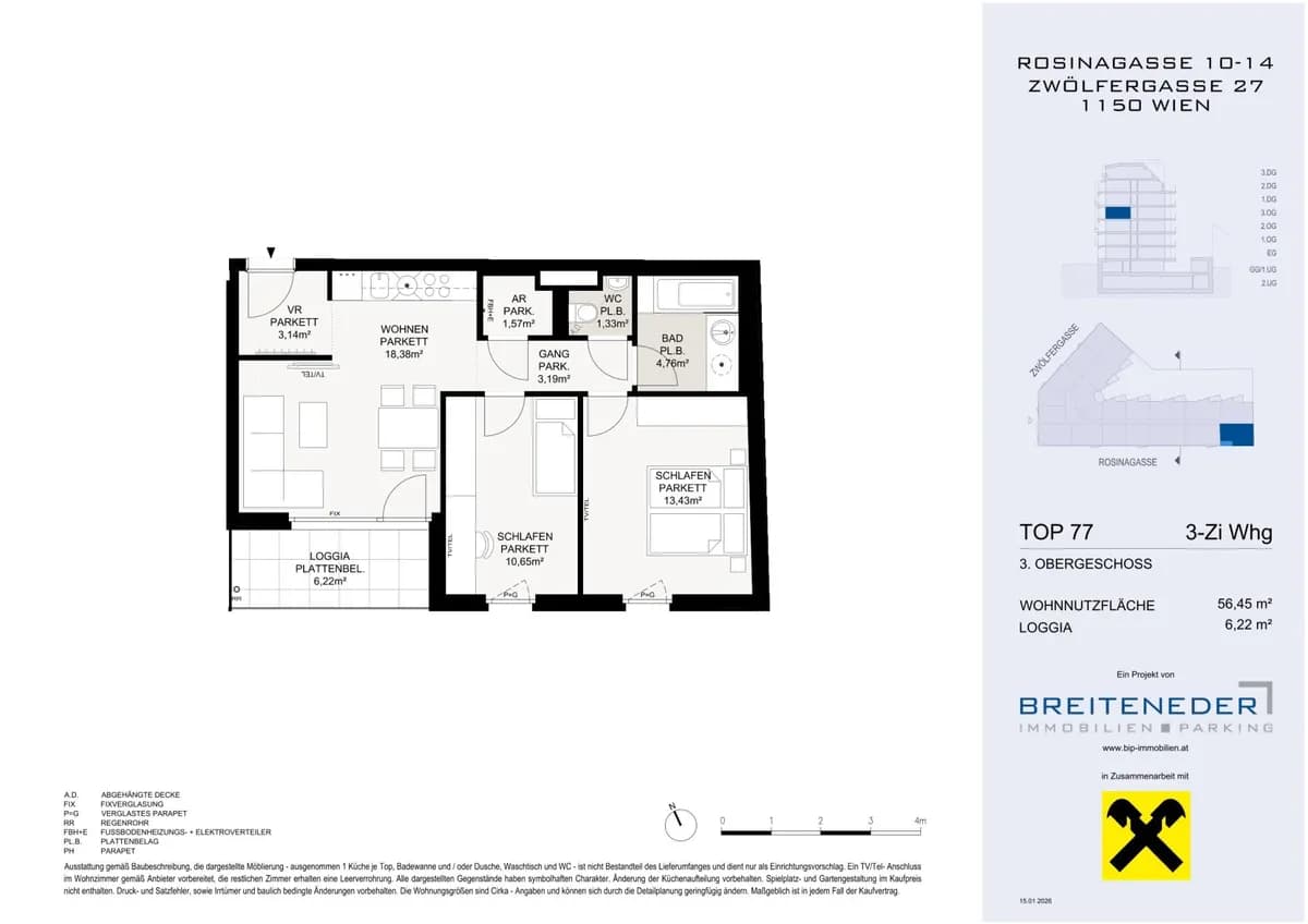 3-Zimmer-Wohnung kaufen in Wien – 56,45 m², € 451.900 – Bild 4 von 4
