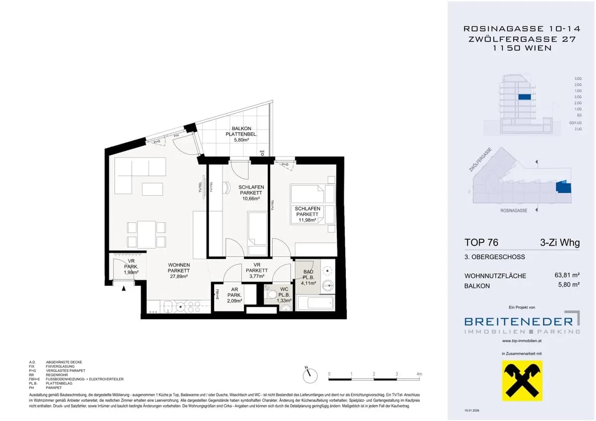 3-Zimmer-Wohnung kaufen in Wien – 64,26 m², € 482.200 – Bild 4 von 4