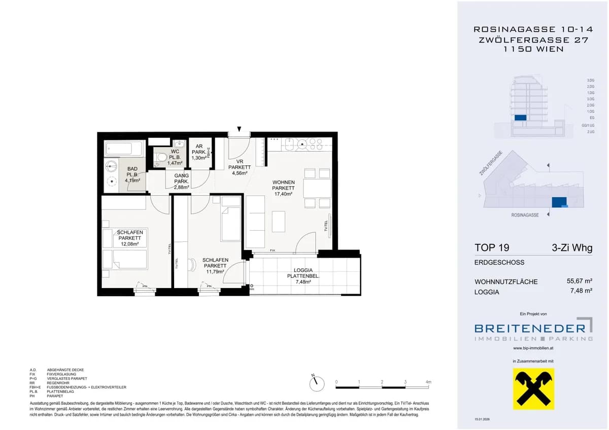 3-Zimmer-Wohnung kaufen in Wien – 54,66 m², € 427.000 – Bild 4 von 4
