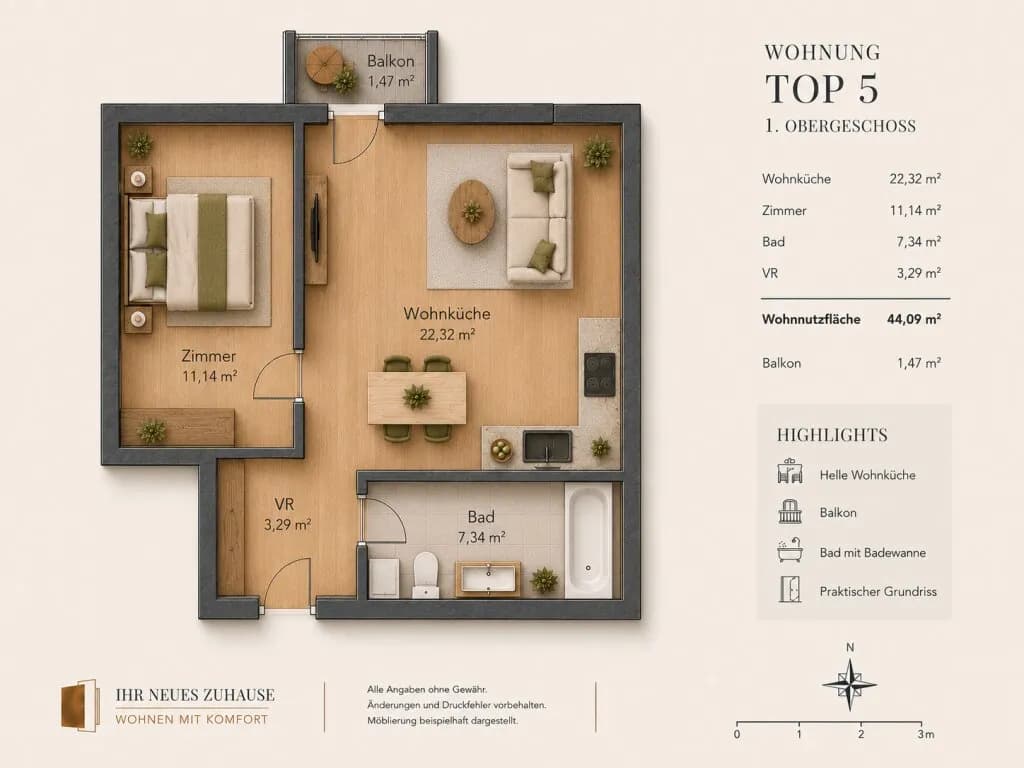2-Zimmer-Wohnung kaufen in Wien – 44,09 m², € 285.000 – Bild 13 von 13