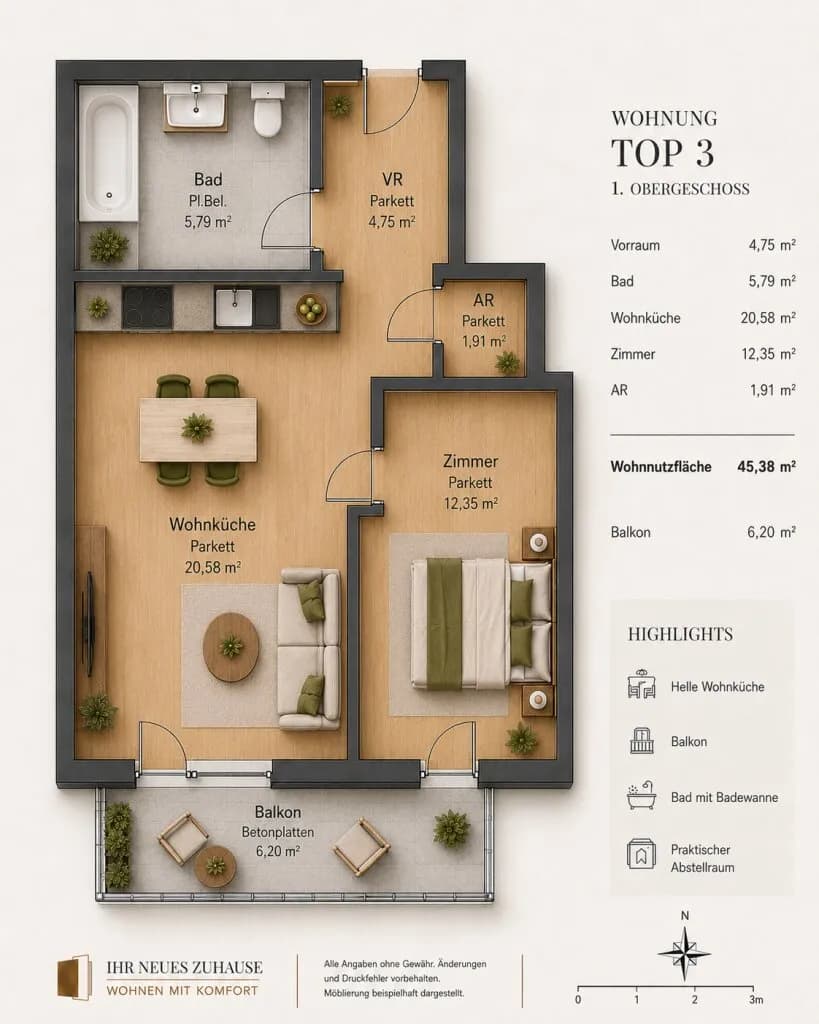 2-Zimmer-Wohnung kaufen in Wien – 45,38 m², € 309.000 – Bild 15 von 15