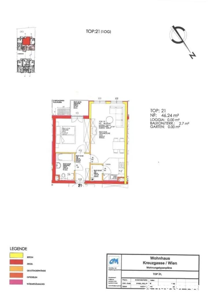 2-Zimmer-Wohnung mieten in Wien – 46,24 m², € 930 – Bild 13 von 13