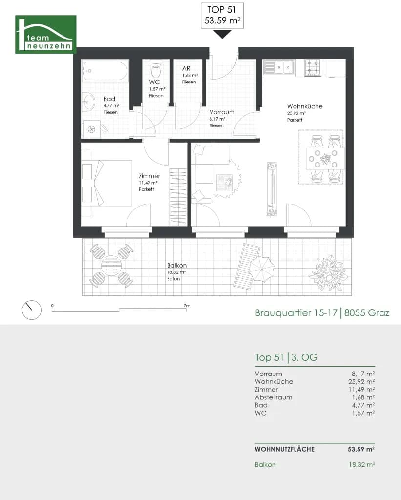 2-Zimmer-Wohnung mieten in Graz – 53,59 m², € 840 – Bild 15 von 15