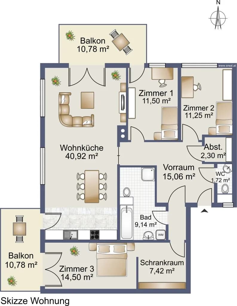 4-Zimmer-Wohnung mieten in Mödling – 114 m², € 2.386 – Bild 12 von 12
