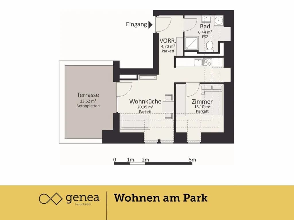 2-Zimmer-Wohnung kaufen in Graz – 45,23 m², € 329.000 – Bild 2 von 4