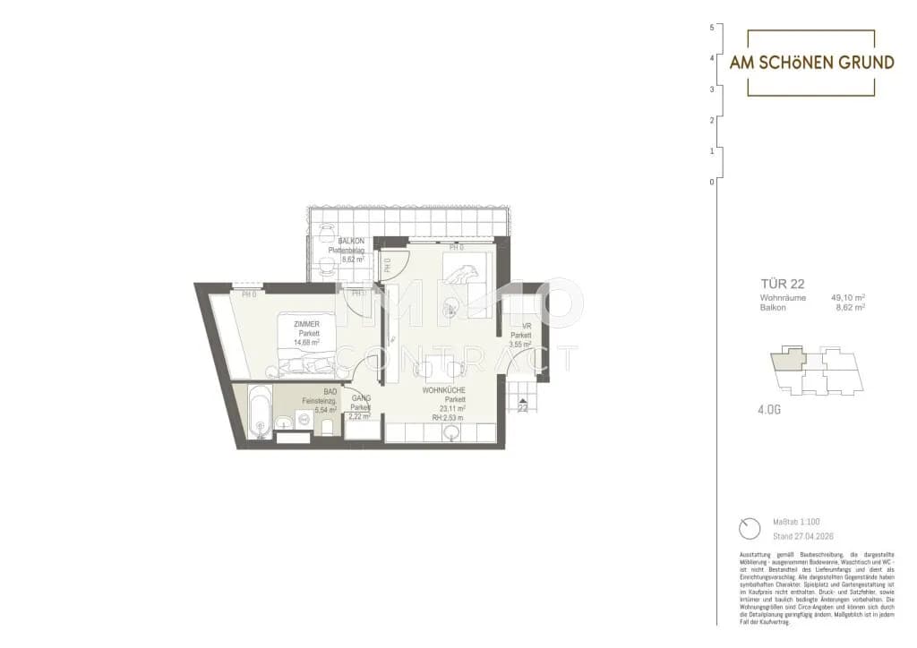 2-Zimmer-Wohnung kaufen in Wien – 49,1 m², € 305.200 – Bild 8 von 9