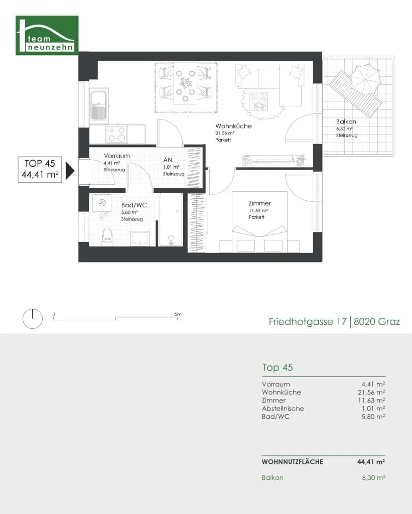 2-Zimmer-Wohnung mieten in Graz – 44,41 m², € 650 – Bild 21 von 21