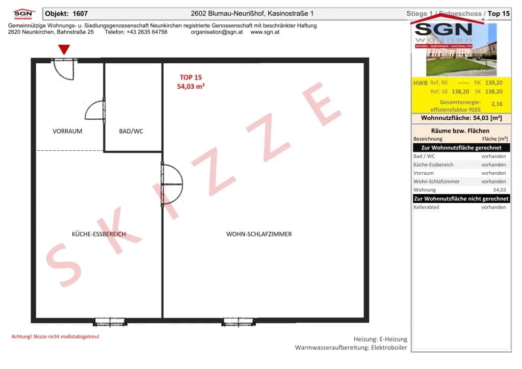 1-Zimmer-Wohnung mieten in Baden – 54,03 m², € 491 – Bild 2 von 2