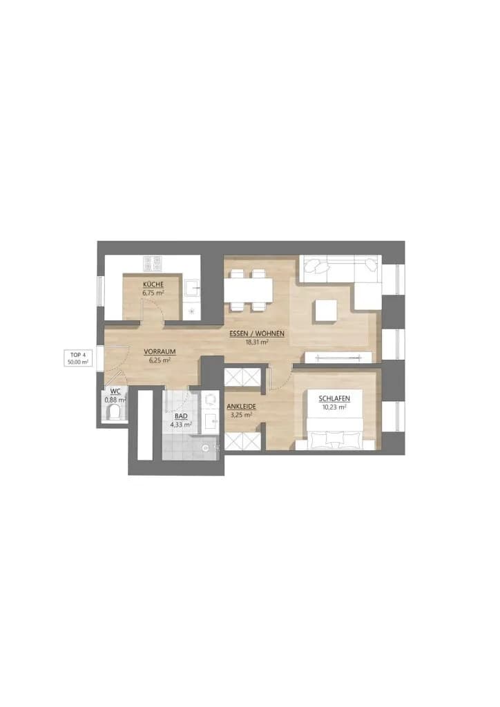 2-Zimmer-Wohnung kaufen in Wien – 50 m², € 343.000 – Bild 10 von 10