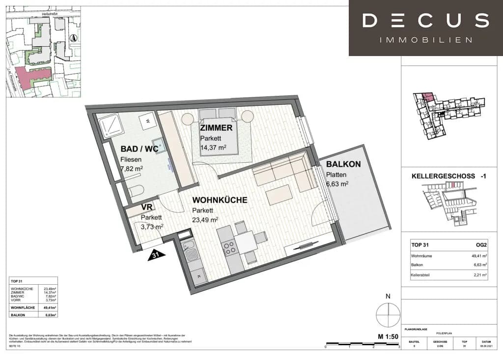 2-Zimmer-Wohnung mieten in Sankt Pölten – 49,41 m², € 828 – Bild 19 von 19